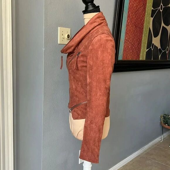 Ready For Anything Rust Orange Suede Moto Jacket - Picture 5 of 9